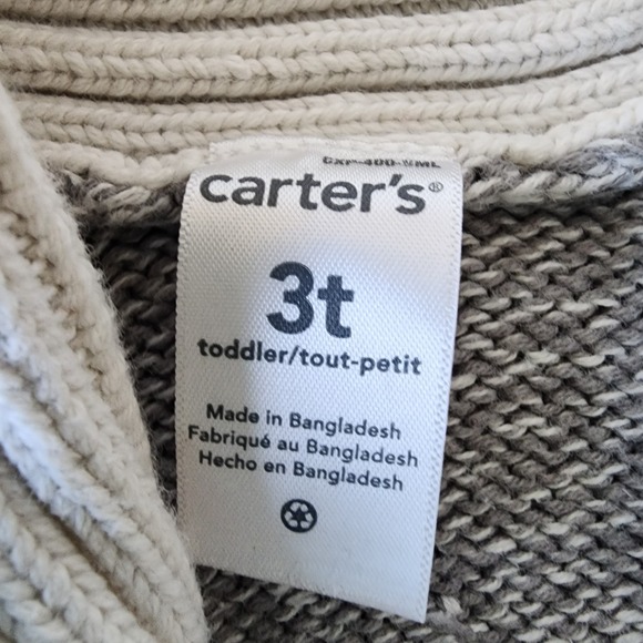 Carters 3T Cardigan Sweater Kids Toddler‎ Marled Grey Knit Classic Sock Monkey - Picture 2 of 10